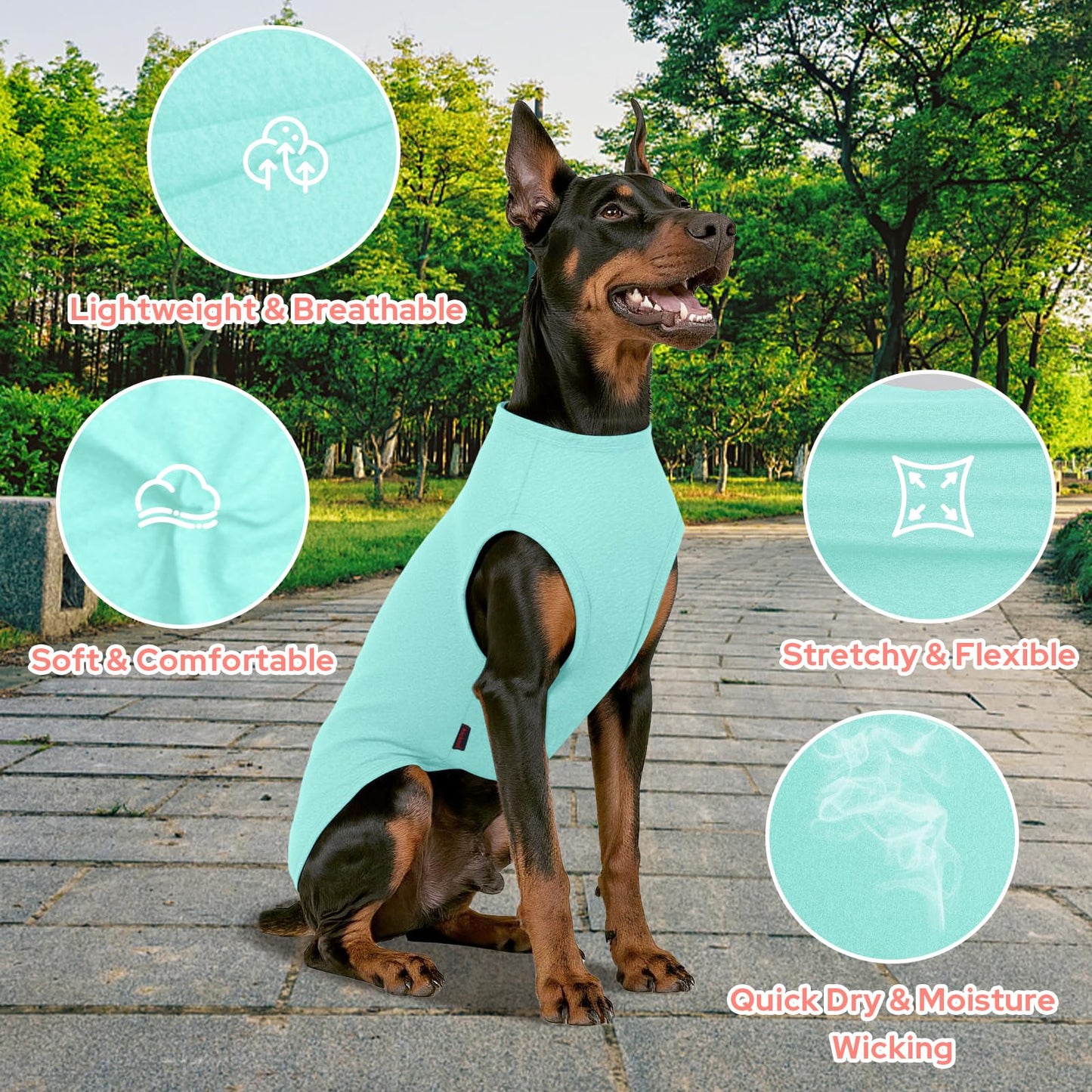 Kickred 2 Pieces Shirts for Dog, Soft and Cool Dog T Shirt Vest Clothes, Breathable Pet Apparel Tank Top, Summer Doggy Sleeveless Sweatshirt for Medium Large Pets - Light Blue+Candy Pink (XL)