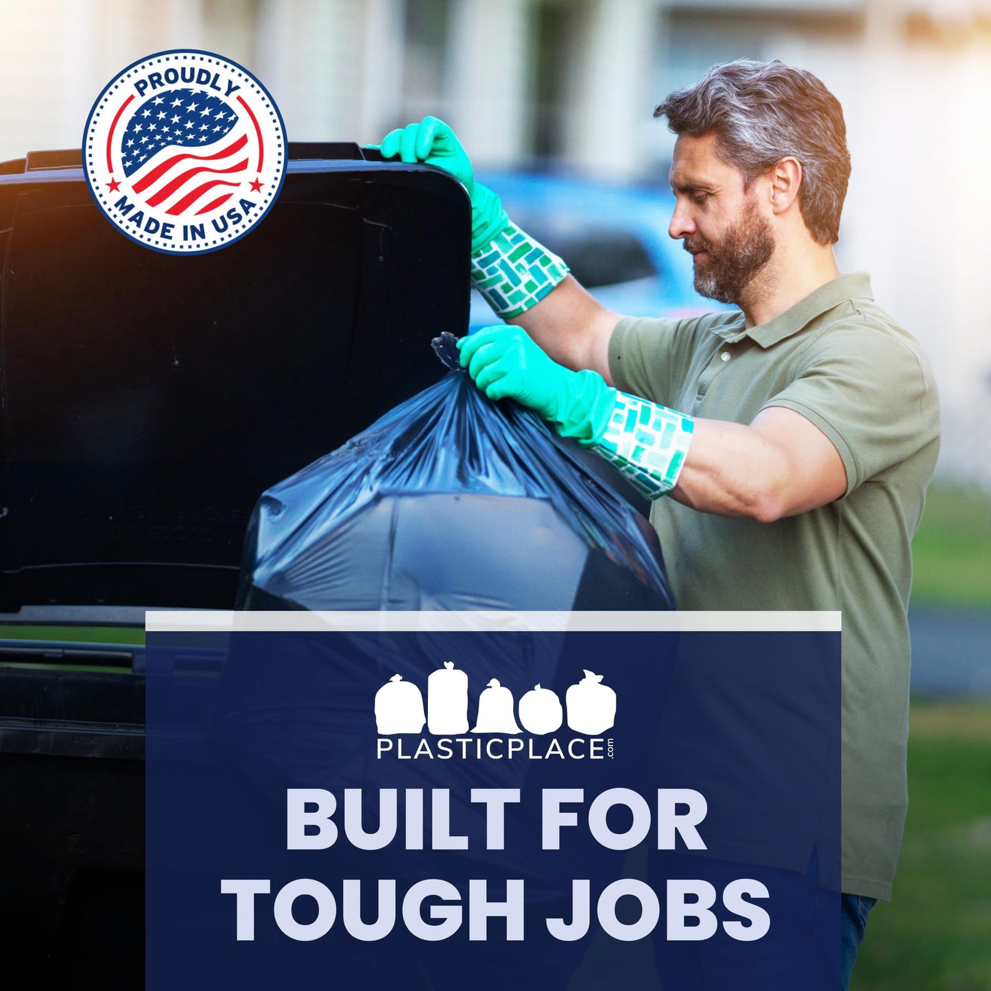 Plasticplace 55-60 Gallon Trash Bags, 1.2 Mil Heavy Duty Contractor Garbage Bags, Black Tear-Resistant Bags for Construction, Yard Waste, Industrial Use, Large 38” x 58” (100 Count)