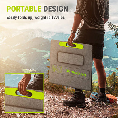 Newpowa 200W Portable Solar Panel Kit with Adjustable Kickstand Case,200Watt 12Volt Foldable Panel+20A MPPT Controller+20FT Controller Cable+20ft 12AWG