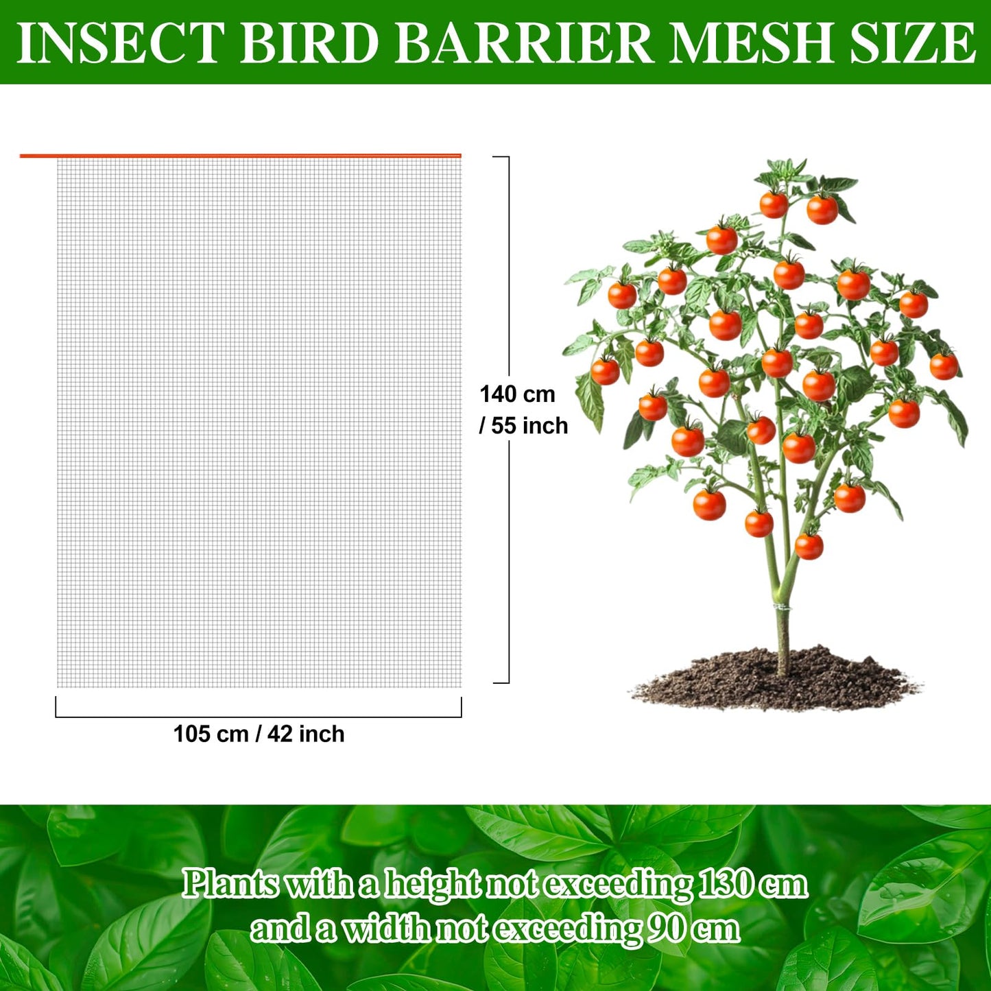 Insect Bird Barrier Mesh, Garden Netting Barrier, Bird Netting, Netting for Plant with Drawstring, 3.5 x 4.6 FT Tomato Protective Cover, Large Potted Fruit Protectors Cover for Blueberry Bushes