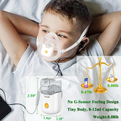 Nebulizer - Portable Nebulizer for Adults & Kids, Rechargeable Nebulizer with Handsfree Design for Lying Down Nebulization, Asthma Nebulizer for Respiratory Timely Help