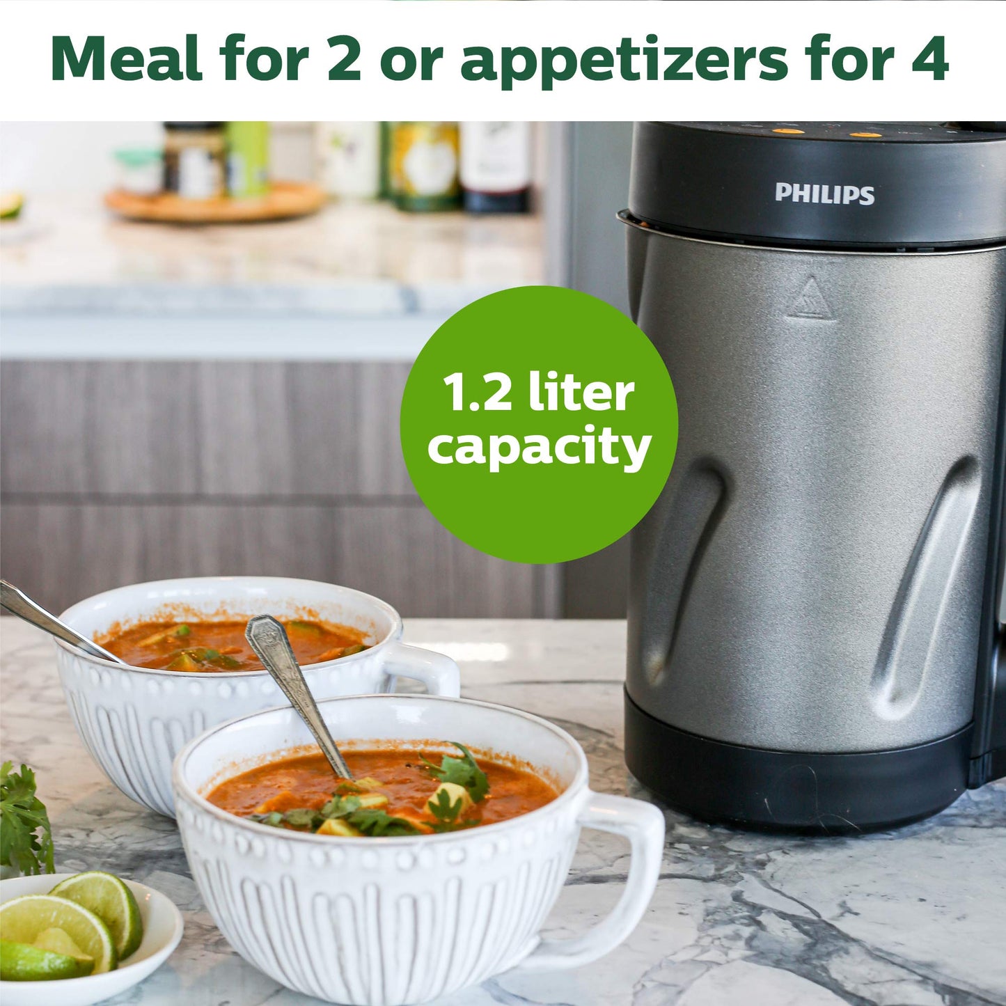 Philips Viva Collection SoupMaker, 1.2 L, Makes 2-4 servings, 6 Pre-set Programs, SoupPro Technology, Soup in Less than 18 Minutes, Eeasy Clean, Recipe Book, Black and Stainless Steel (HR2204/70)