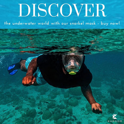 Khroom Full Face Snorkel Mask for Adults | New Valve Tech for Easy Breathing | 3X Larger Air Intake | Leak-Proof & Anti-Fog | Premium Snorkel Gear | Scuba Mask with Action Cam Mount (L/XL, Black)