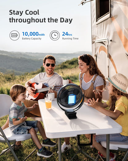 Koonie 10000mAh Clip on Fan Rechargeable, 8-Inch Battery Operated Desk Fan, USB Fan, 4 Speeds, Strong Airflow, Sturdy Clamp for Golf Cart Office Desk Outdoor Travel Camping Tent Gym Treadmill,Black