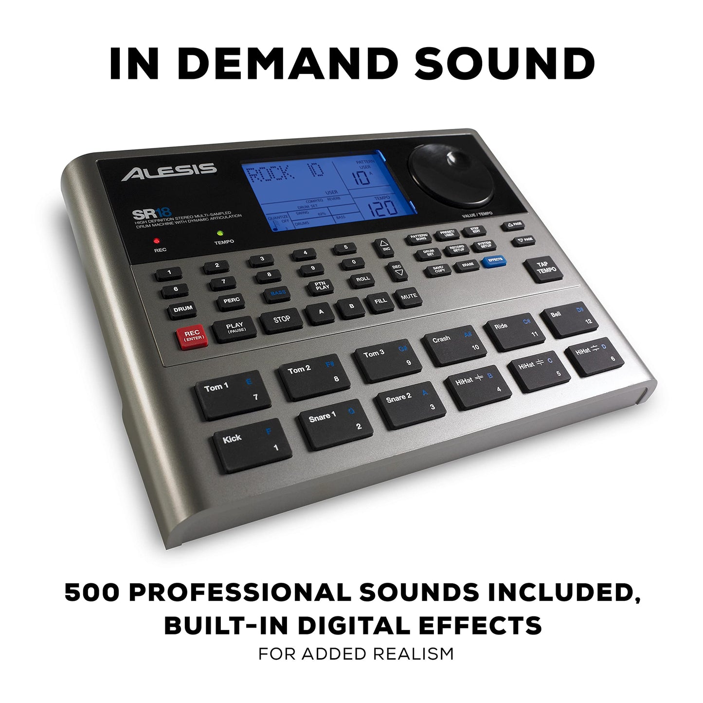 Alesis SR-18 - Studio-Grade Standalone Drum Machine With On-Board Sound Library, Performance Driven I/O and In-Built Effects / Processors