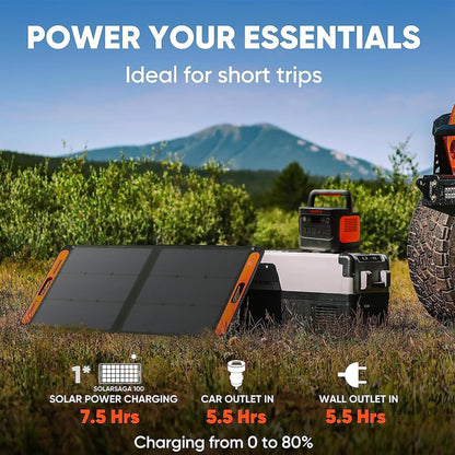 Jackery SolarSaga 100W Bifacial Portable Solar Panel for Explorer 240/300/500/1000/1500 Power Stations, Foldable Solar Cell Solar Charger with USB Outputs for Phones, Rooftops, Outdoor Camping and RVs