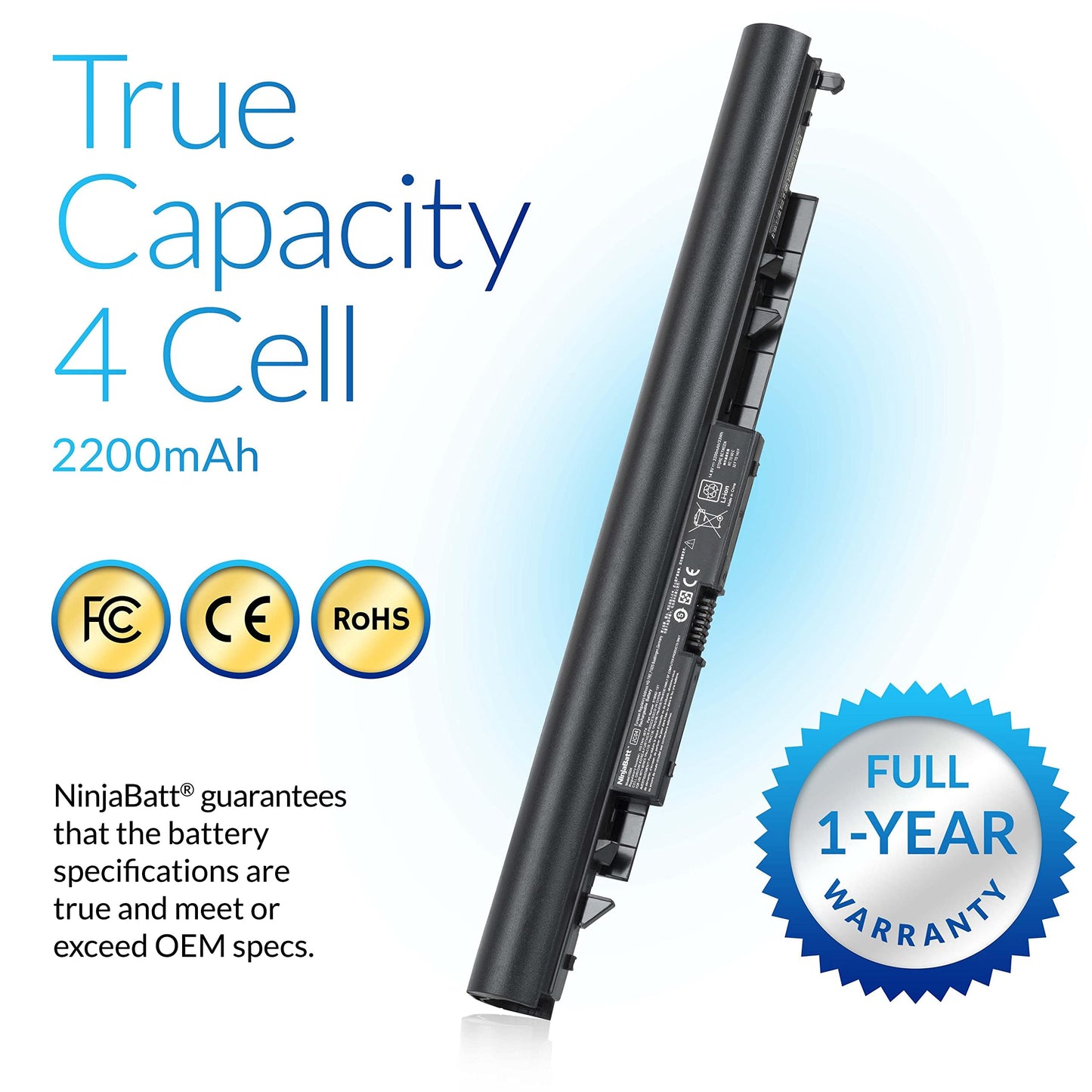 NinjaBatt Battery for HP 919700-850 JC04 JC03 15-BS015DX 15-BS113DX 15-BS115DX 15-BS060WM 15-BS013DX 15-BS070WM 17-BS049DX 17-BS011DX 250-G6 - High Performance [2200mAh/14.8v]