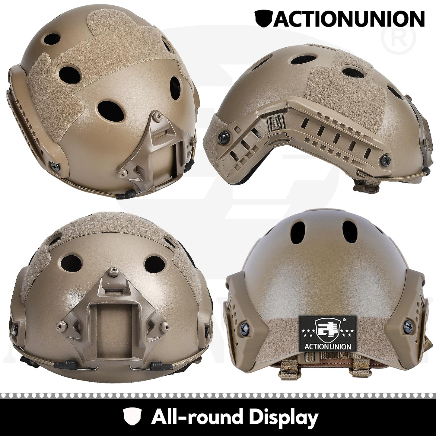 ACTIONUNION Airsoft Helmet Basic Set PJ Type Tactical Paintball Helmet (Medium, Tan)
