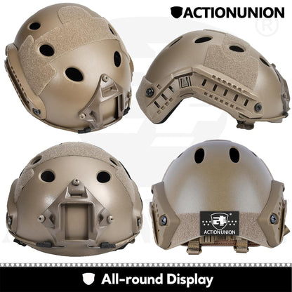ACTIONUNION Airsoft Helmet Basic Set PJ Type Tactical Paintball Helmet (Medium, Tan)