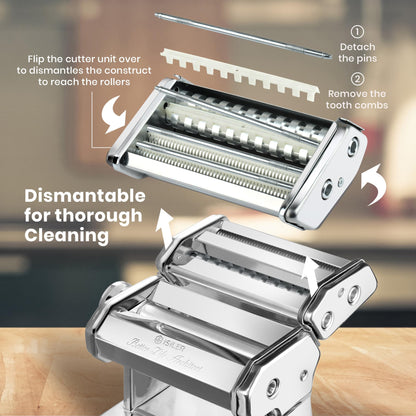 ISILER Pasta Maker, 9 Adjustable Thickness Settings 2-in-1 Pasta Machine with Rollers and Cutter, Noodle Maker for Pasta, Dumpling Skin, Spaghetti, Fettuccini, Lasagna