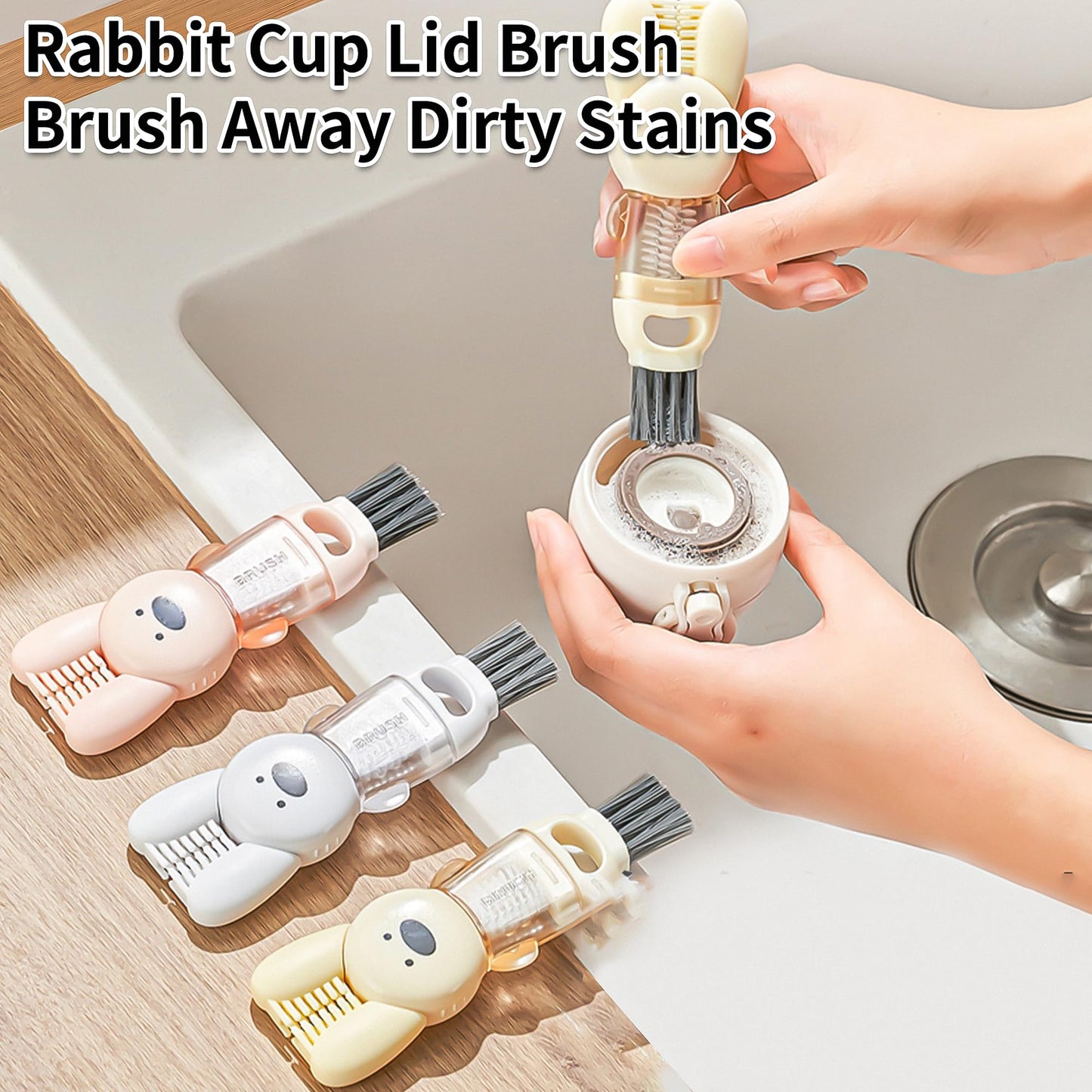 3 PCS Bottle Brush - Upgrade 4 in 1 Cup Lid Gap Cleaning Brush Set, Multifunctional Insulation Bottle Cleaning Tools, Mutipurpose Tiny Silicone Cup Holder Cleaner, Home Kitchen Cleaning Tools