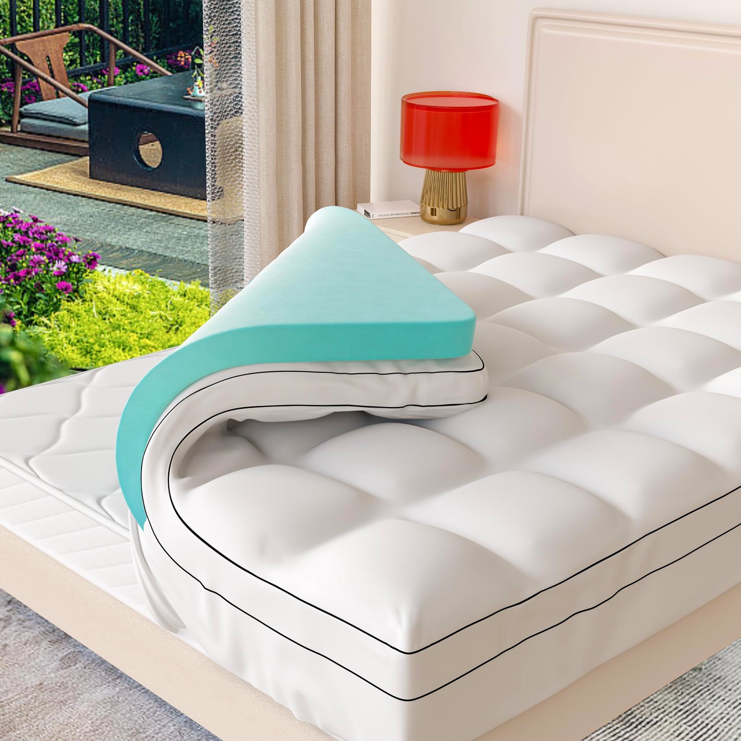 Memory Foam Mattress Topper Twin Size, Dual Layer 4 Inch Mattress Pad,2 Inch Gel Memory Foam Plus 2 Inch Pillow Top Cover with 8-21 Inch Deep Pocket