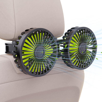 Hayousui USB Car Cooling Fans for Backseat: Dual Head Car Fan for Kids 3 Speeds 360° Rotatable Vehicle Rear Headrest Fans 5V Powerful Electric Air Circulation Fan for Sedan SUV RV Truck (USB Plug)