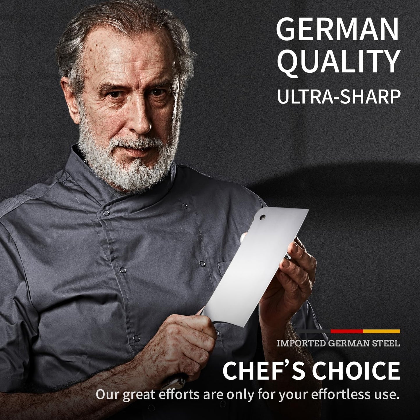 MAD SHARK Meat Cleaver, Professional 7.5 Inch Bone Chopping Butcher Knife with Heavy Duty Blade, German Military Grade Composite Steel, Chinese Chef's Bone Cutting Knife for Home Kitchen & Restaurant