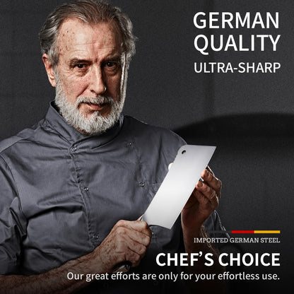 MAD SHARK Meat Cleaver, Professional 7.5 Inch Bone Chopping Butcher Knife with Heavy Duty Blade, German Military Grade Composite Steel, Chinese Chef's Bone Cutting Knife for Home Kitchen & Restaurant