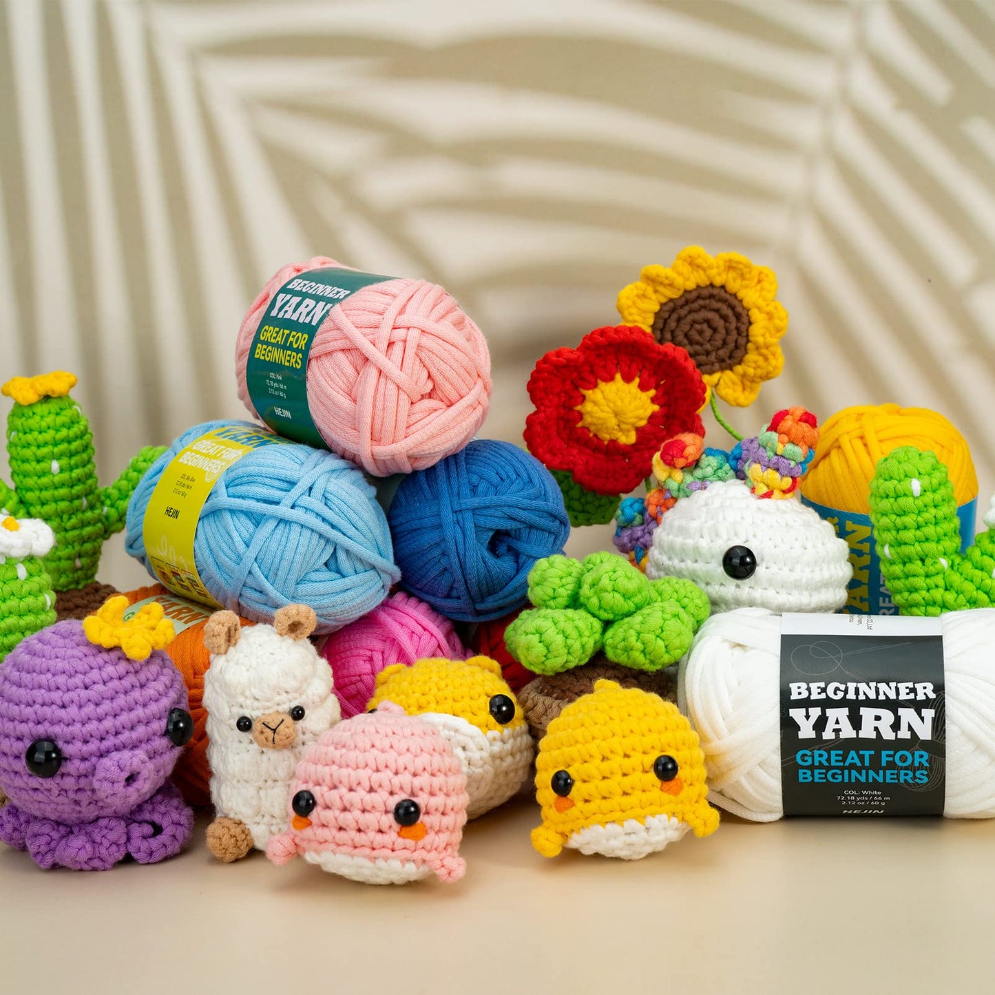 3x60g White Yarn for Crocheting and Knitting;3x66m (72yds) Cotton Yarn for Beginners with Easy-to-See Stitches;Worsted-Weight Medium #4;Cotton-Nylon Blend Yarn for Beginners Crochet Kit Making