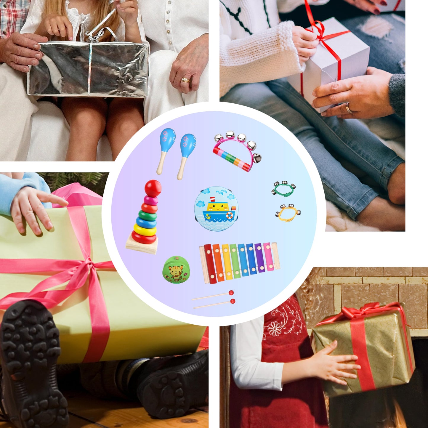 Kids Musical Instruments for Toddlers,Baby Musical Toys for Toddlers,Christmas Kids Gifts,First Birthday Gifts for Boys Girls,Kids Xylophone,Maracas for Baby,Wooden Instruments Toddler Toys with Bag