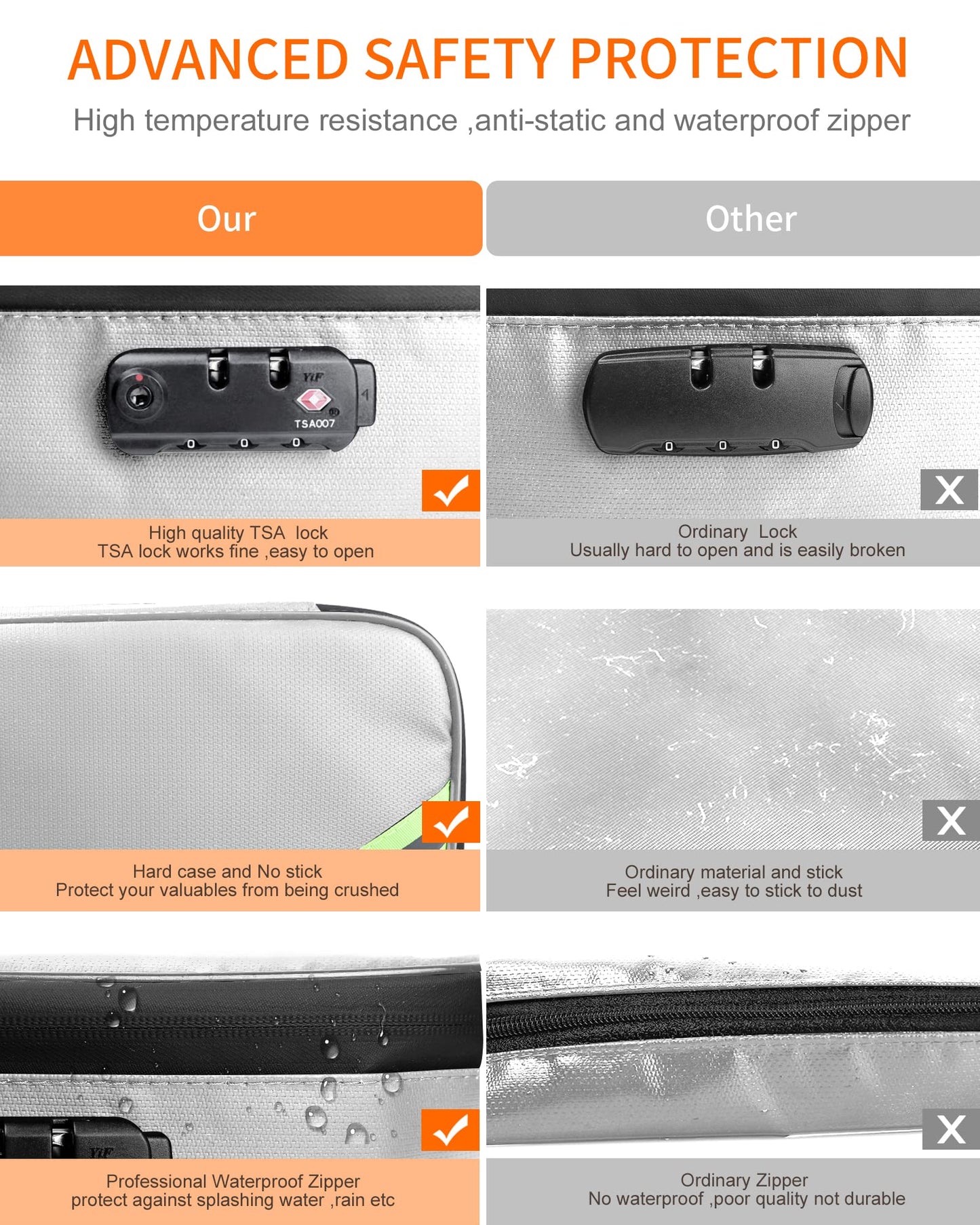 Noiposi Document Organizer with Lock,16.1"x11.4"x4.3" Waterproof and Fireproof Document Box,Portable Home Travel Safe Storage Box for Important Documents,File and Birth Certificate,Silver