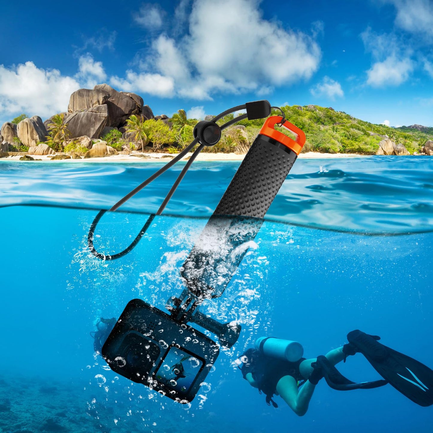 Sametop Floating Handle Grip Floaty Stick Waterproof Handler Accessory Compatible with GoPro Hero 13, 12, 11, 10, 9, 8, 7, 6, 5, 4, Session, 3+, 3, Hero(2018), Max, DJI Osmo Action Cameras (Orange)