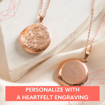 Mighty Dainty Locket Necklace for Women Girls, 18” Jewelry Chain, Picture Photo Inside, Cadenas para mujer, Personalized Custom Name Gold Locket, Customized Couples Locket, Silver, Rose Gold, Gold