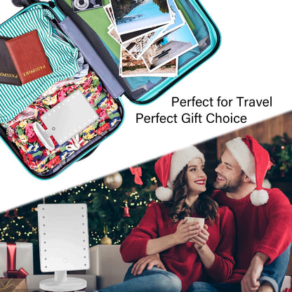 KOOKIN Lighted Vanity Makeup Mirror 16 Led Lights 180 Degree Rotation Lighted Mirror Touch Screen Adjusted Brightness Desk Mirrors USB Dual Supply Bathroom Beauty Cosmetic Mirrors (White)