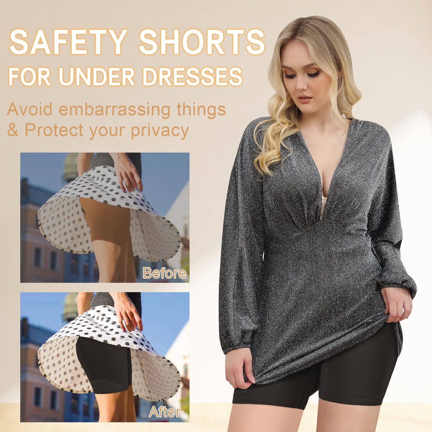 Reamphy 3 Pack Slip Shorts for Women Under Dress,Comfortable Smooth Yoga Workout Biker Shorts(3*Black,XL)