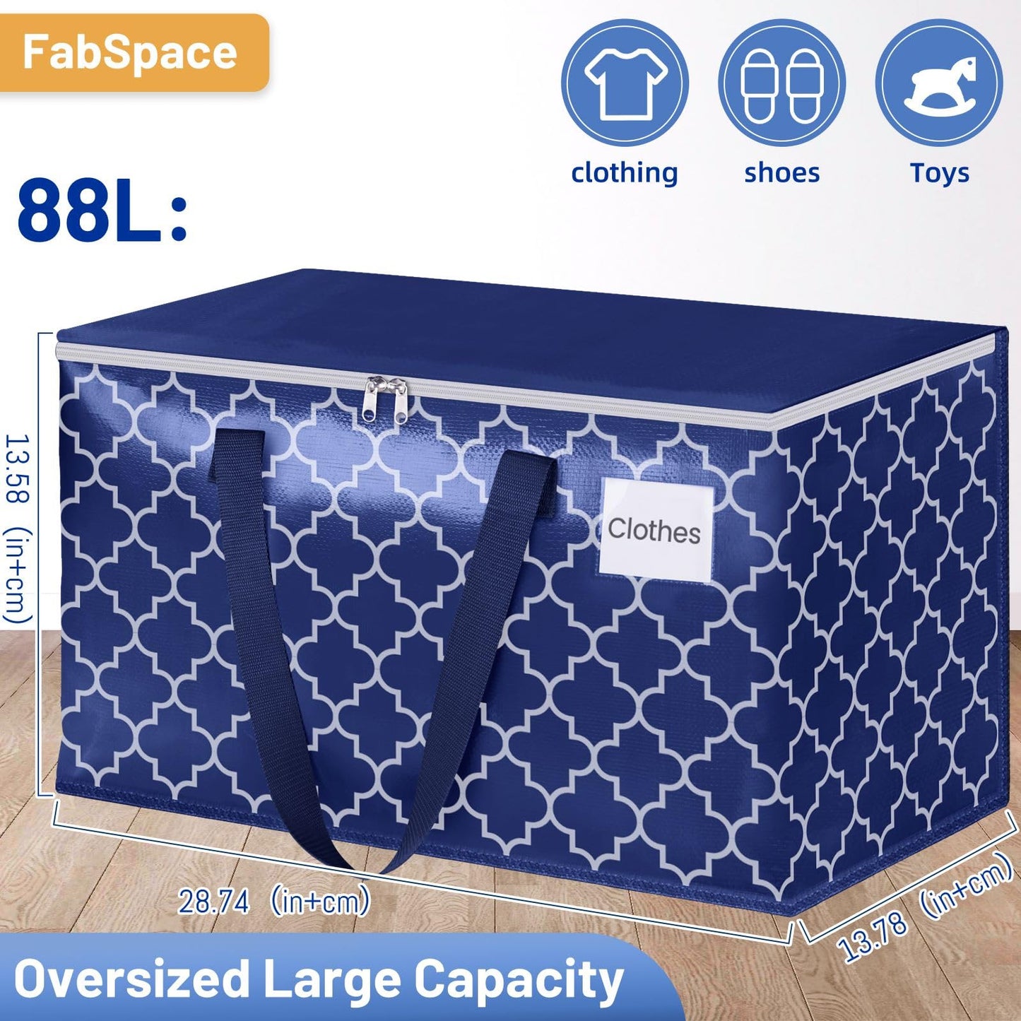 Fabspace Moving Bags, Extra Large Moving Supplies, Heavy Duty Storage Bags, Packing Bags with Reinforced Zippers & Handles, Collapsible Packing Boxes, Storage Totes for Moving, Packing, 88L, 8 Packs