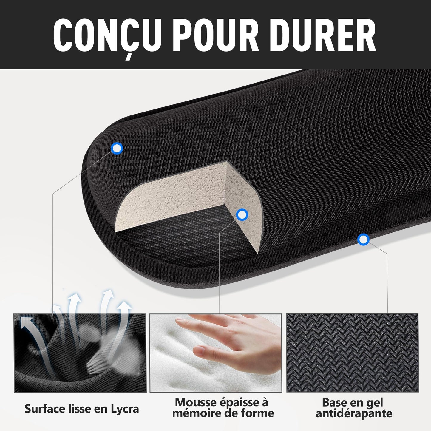 Gimars Upgrade Enlarge Silky and Superfine Fabric Gel Memory Foam Keyboard Wrist Rest Set, Ergonomic Keyboard Mouse Wrist Support for Typing Pain Relief, Comfort for Office, Gaming, Computer, Black