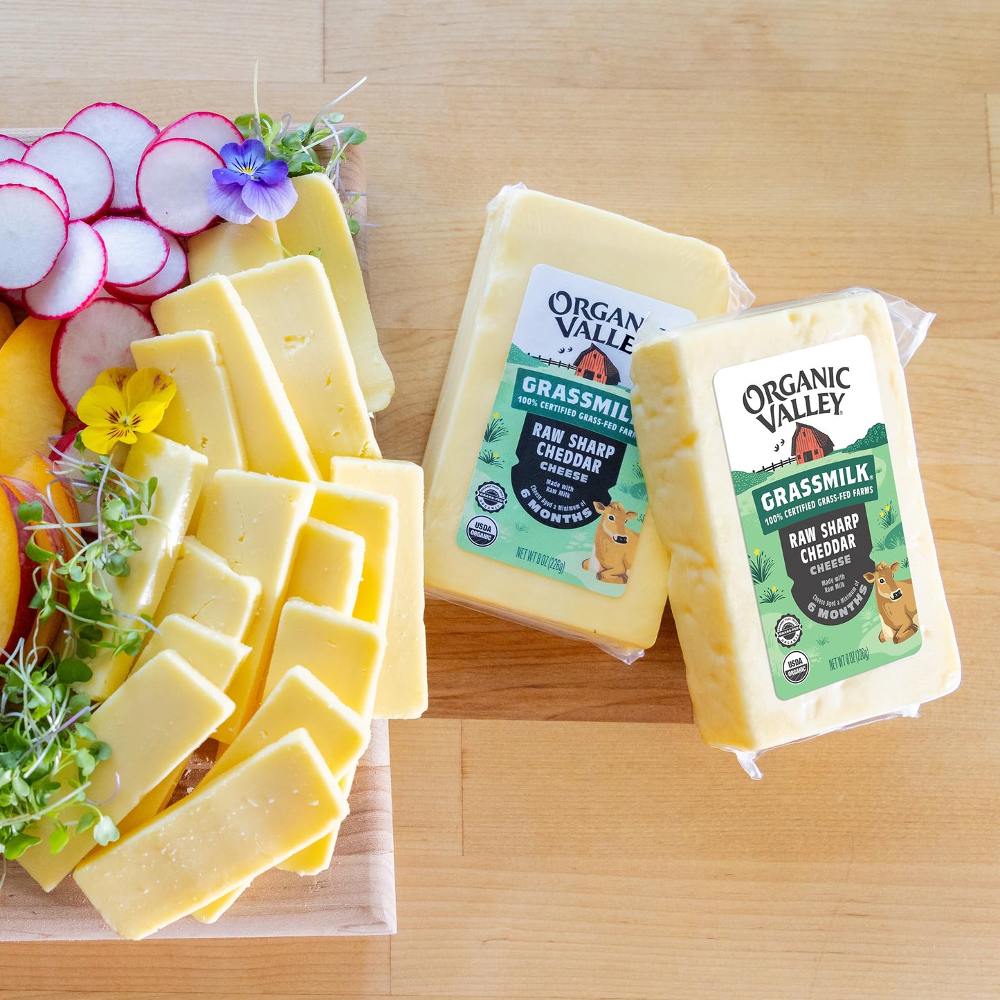 Organic Valley Grassmilk Raw Sharp Cheddar Cheese Block, 8 Oz