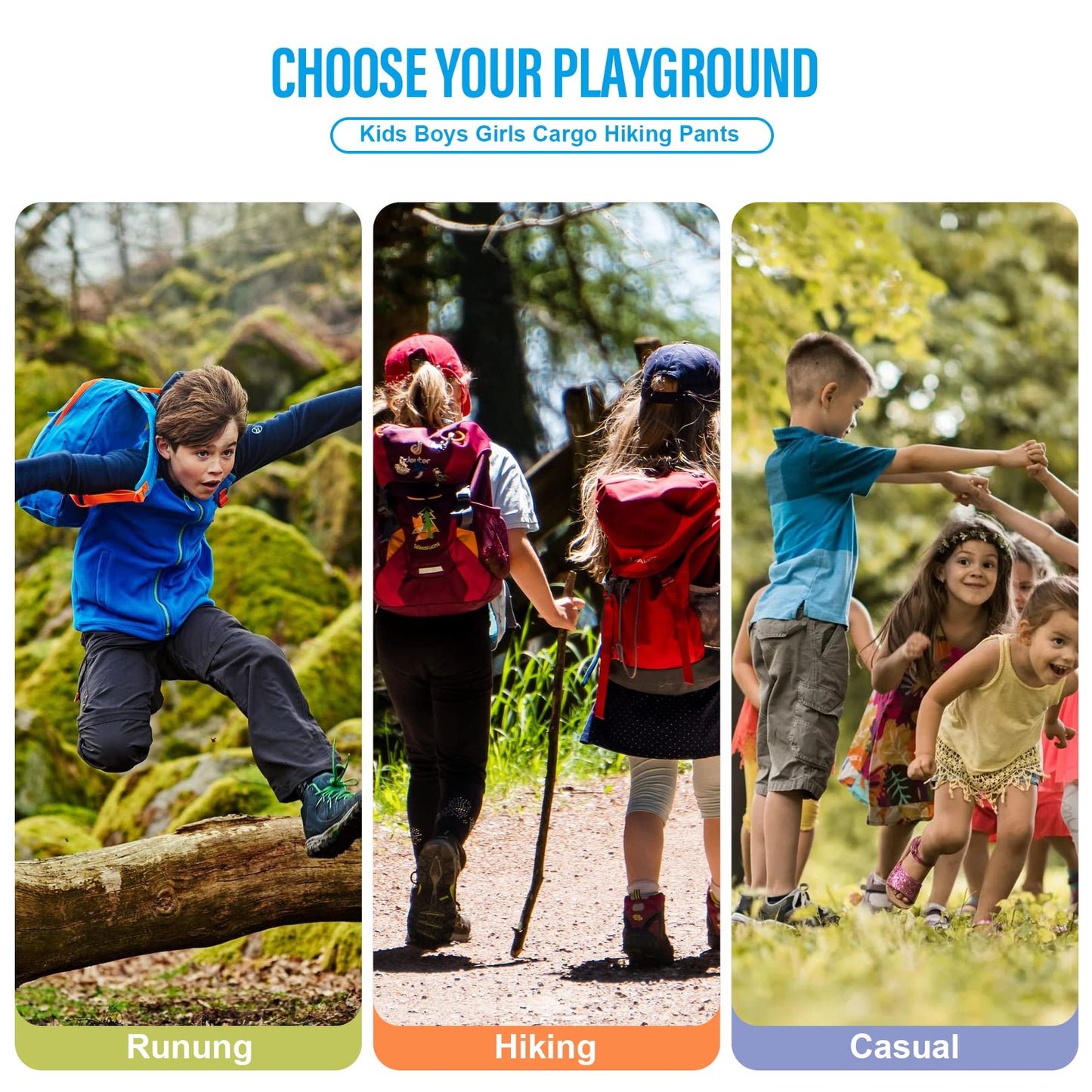 linlon Kids' Cargo Pants, Boy's Casual Outdoor Quick Dry Waterproof Hiking Climbing Convertible Trousers #9016-Army Green-XXS