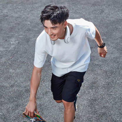 JISULIFE Neck Fan Portable, Personal Wearable Fan with Battery Rechargeable, Bladeless Travel Cooling Design with Powerful Wind, 3 Speeds, Quiet, Gifts for Men/Women/Friends - Grey