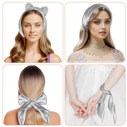 Pistha Chiffon Scarf Square Ribbon Neck Scarf Satin Scarf Handkerchief for Halloween Retro Women Girls Costume Accessory