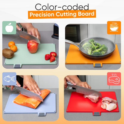 EZTICO 4-Piece Non-Toxic Cutting Board Set with Premium Scissors – BPA-Free Plastic and Rubber Chopping Boards for Kitchen Essentials with Organizer, Dishwasher Safe Accessories Holder.