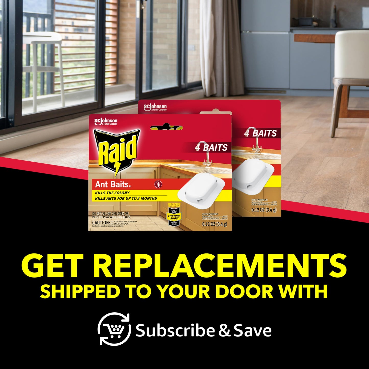 Raid Ant Killer Baits, For Household Use, Kills the Colony, Kills Ants for 3 Months, Child Resistant, 4 Count