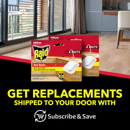 Raid Ant Killer Baits, For Household Use, Kills the Colony, Kills Ants for 3 Months, Child Resistant, 4 Count