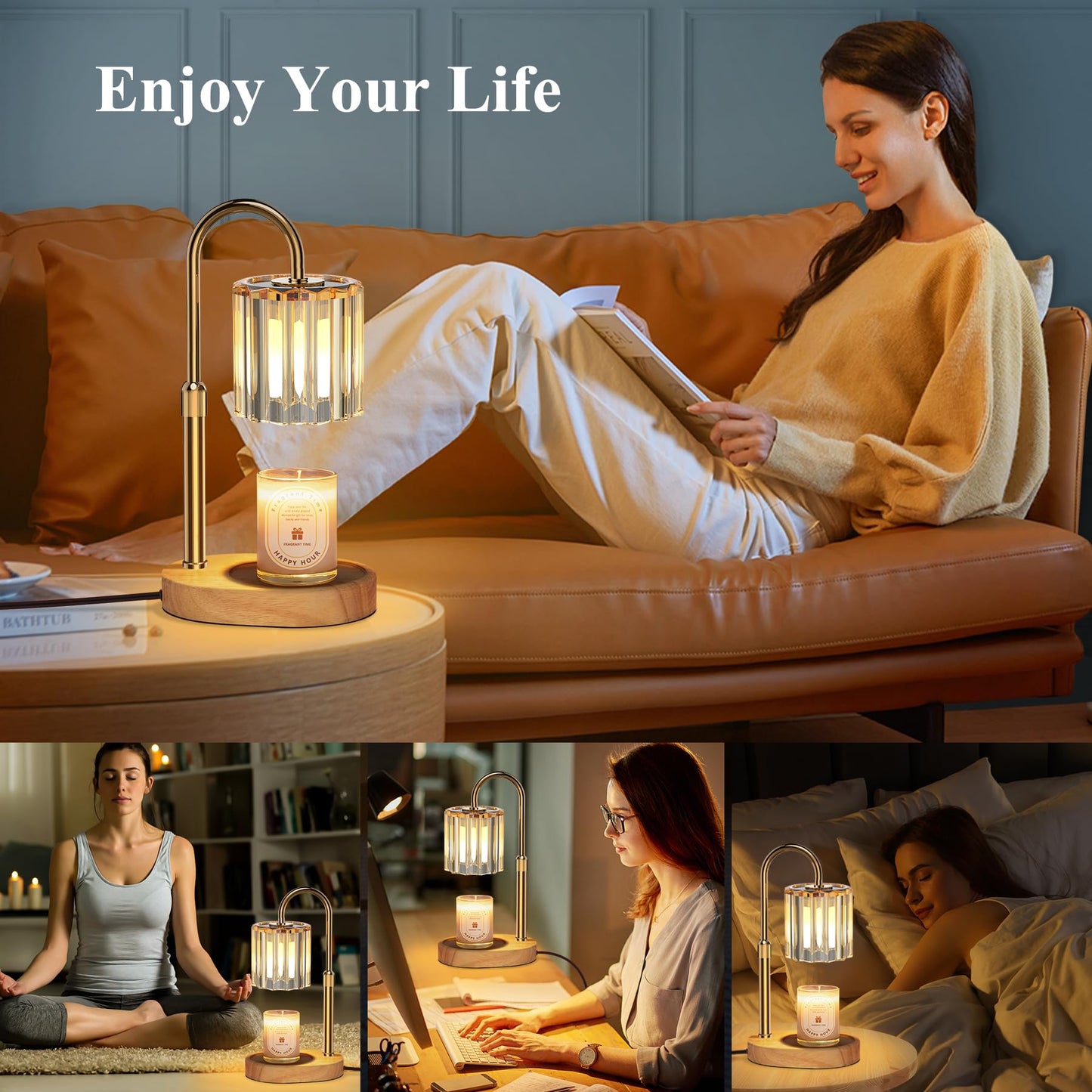 Lukasa Candle Warmer Lamp, with Timer Dimmer Adjustable Height, Birthday Gifts for Women, Mothers Day Gifts for Mom, House Warming Gift New Home, Wax Melt Warmer for Scented Jar Candles