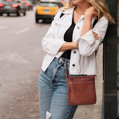 Leather Crossbody Bags for Women - Ladies Sling Handbags - Medium Cross body Purses Handbags - Purses For Women