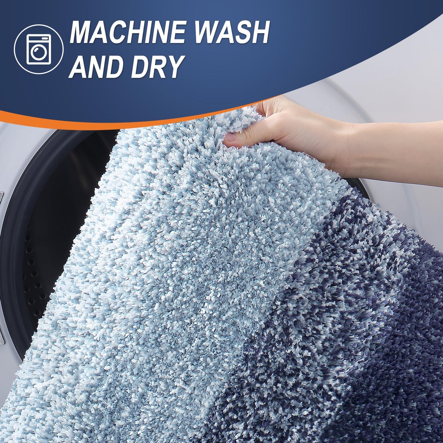 OLANLY Bathroom Rugs Mat 24x16, Extra Soft Absorbent Microfiber Bath Rugs, Rubber Backing, Quick Dry, Machine Washable Bath Mats for Bathroom Floor, Tub and Shower, Home Decor Accessories, Airy Blue