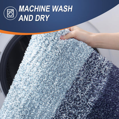 OLANLY Bathroom Rugs Mat 24x16, Extra Soft Absorbent Microfiber Bath Rugs, Rubber Backing, Quick Dry, Machine Washable Bath Mats for Bathroom Floor, Tub and Shower, Home Decor Accessories, Airy Blue