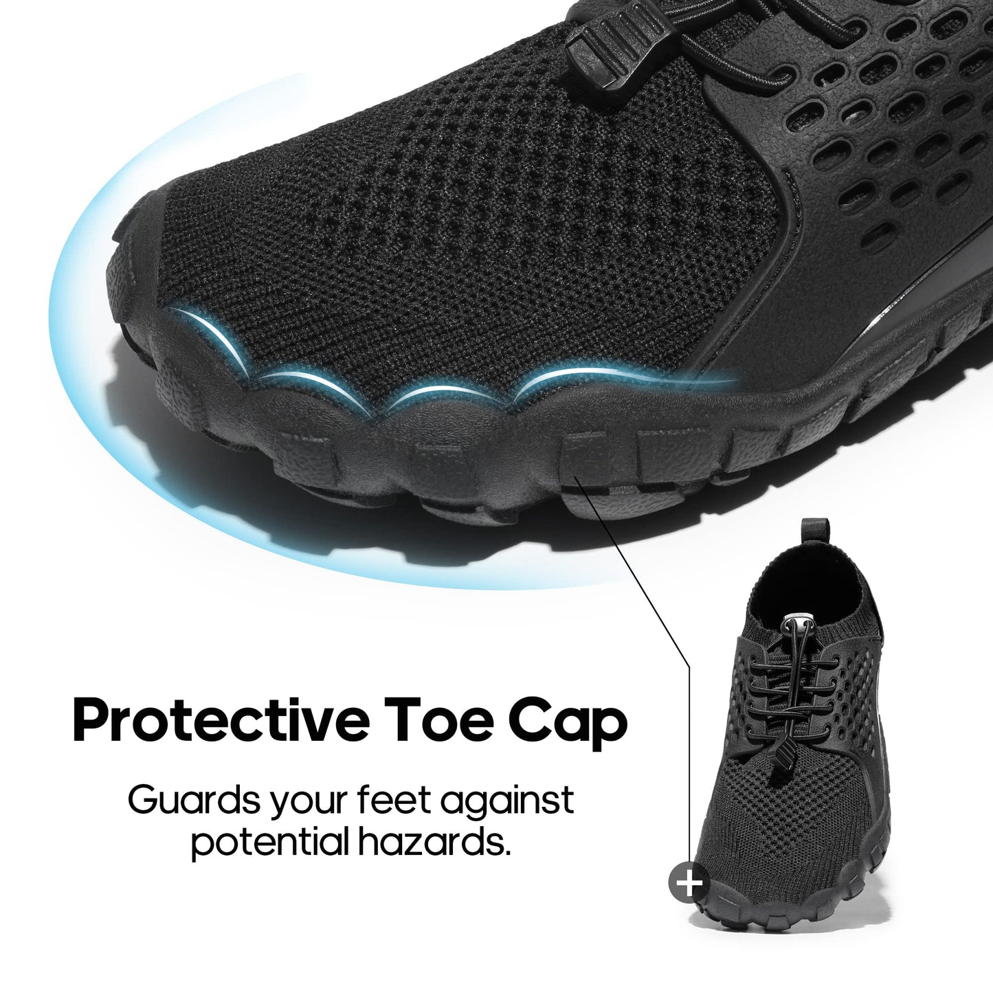 NORTIV 8 Mens Lightweight Barefoot Aqua Water Shoes for Outdoor Sports, Swim, Fishing, Hiking, Diving, Surf Walking, Black - 10 (TREKMAN-2)