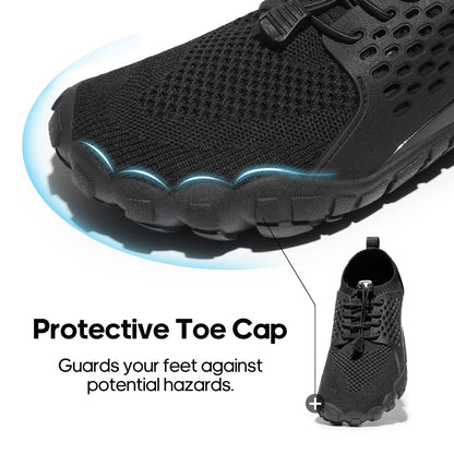 NORTIV 8 Mens Lightweight Barefoot Aqua Water Shoes for Outdoor Sports, Swim, Fishing, Hiking, Diving, Surf Walking, Black - 10 (TREKMAN-2)