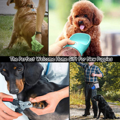 Lobeve Puppy Supplies Starter Kit - 39-Piece Set of Puppy Essentials and Dog Stuff. Includes Dog Leash, Toys, Bowl, Brushes, Water Bottles,and More. Perfect Welcome Home Gift for Your New Puppies