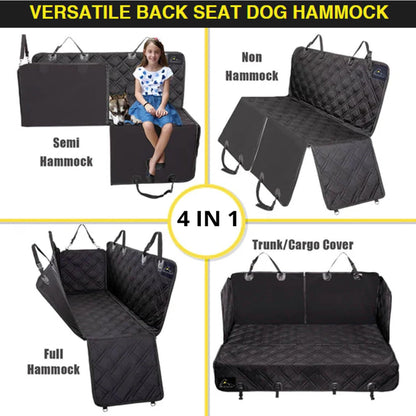 Meadowlark XL Dog Seat Covers Unique Design & Full Car Protection-Doors,Headrests & Backseat. Extra Durable Zippered Side Flap, Waterproof Hammock Pet Seat Cover + Seat Belt & 2 Headrest Protectors