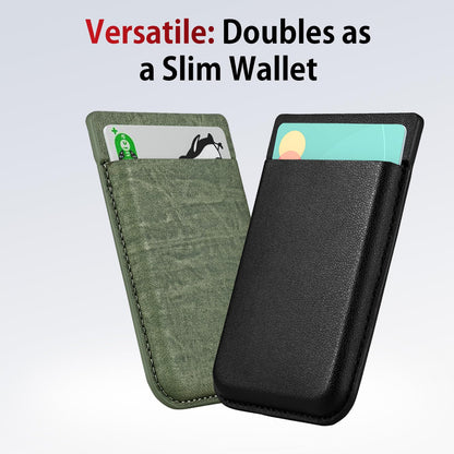 Magnetic Carrying Leather Case for PLAUD Note AI Voice Recorder – Thin Phone Wallet Attachment, Compatible with All Phone Sizes Green (Original Equipment Included, No Additional Purchases Needed)