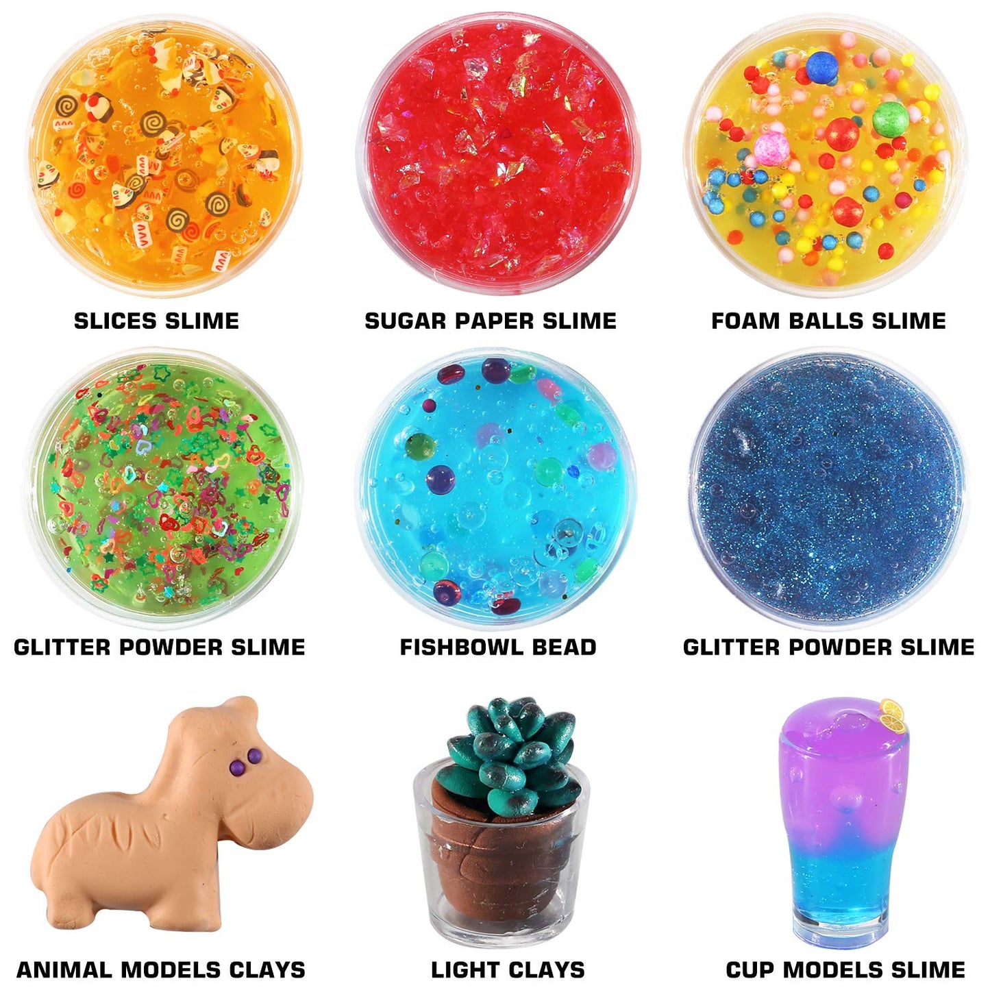 126 Pcs DIY Slime Making Kit for Girls Boys - Birthday Idea for Kids Age 5+. Ultimate Supplies Include 28 Crystal Slime, 2 Glow in The Dark Powder, 48 Bottle Glitter Jar etc.