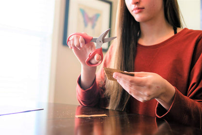 Leather Scissors. Small, Sharp Stainless Steel Durable Blades - Effortless Cutting - Large Comfortable Shears for Crafting, Sewing, Clay Bead Kit, Tailor, Belts, Fabric, Cotton, Cloth, Office, Home