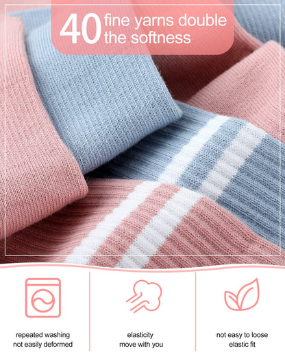 Sintege 6 Pairs Pilates Socks with Grips for Women Non Slip Yoga Crew Socks for Barre Ballet Dance Barefoot Workout Hospital(Stylish Colors)