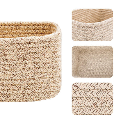 MiniArk Small Storage Baskets for Organizing | Closet Organizer Bins | Shelf Toy Basket | Woven Rope Baskets | Cube Decorative Box | Shallow Basket | 11.5x7.5x4.7” | 3 Packs Mixed Brown