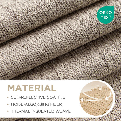 Joydeco 100% Blackout Curtains for Bedroom - Natural Linen Curtains 84 Inch Long, Thermal Insulated 2 Panels Linen Light Blocking Drapes, Rod Pocket & Back Tabs, Darkening Privacy for Living Room