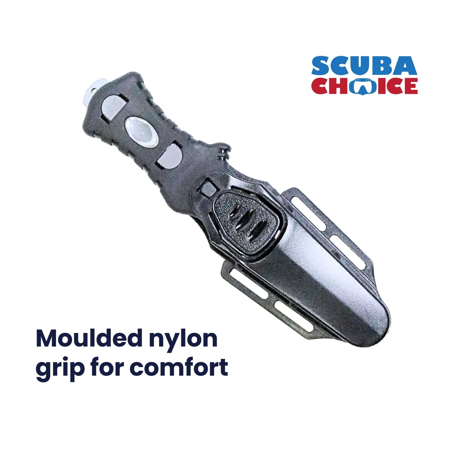 Scuba Choice Compact Stainless Steel Blunt Tip Dive Knife - 2.3" Plain Edge Blade with Ergonomic Nylon Handle, Durable for Scuba Diving, Snorkeling & Water Sports - Black/Silver